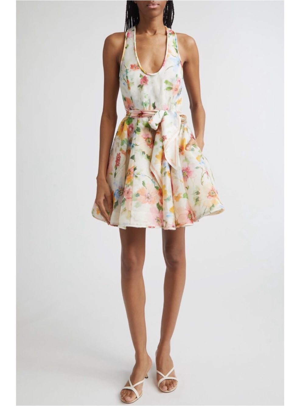Zimmermann Alchemy Racerback Linen & Silk Skater Minidress, Size 2 = US 6/8 - Picture 13 of 14